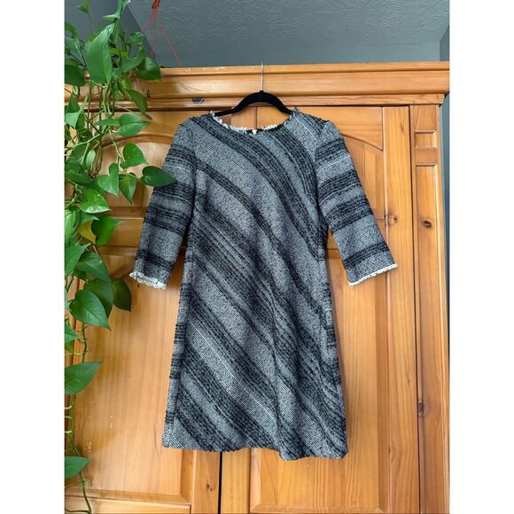 ZARA Basic Gray Textured Cotton Blend Dress, Made in Spain (Size S) - Picture 4 of 13